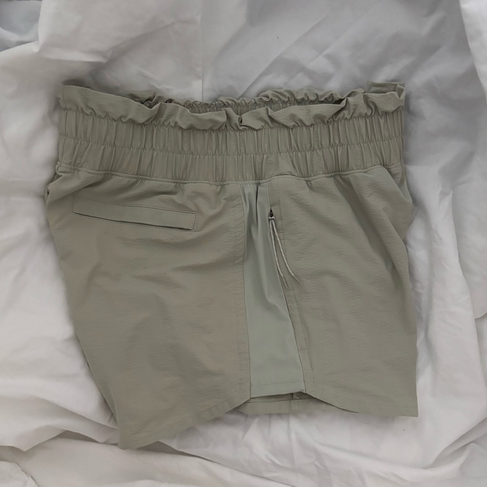 High-Waist Ruffle Paperbag Shorts in Sage - Picture 4 of 4